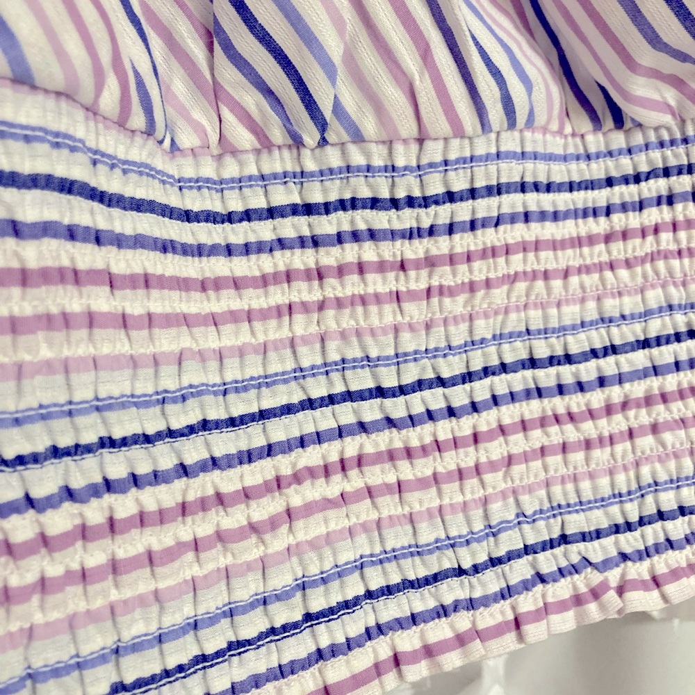 NWT Lane Bryant smocked 3/4 stripe top size 20. Purple blue white. - Picture 6 of 13